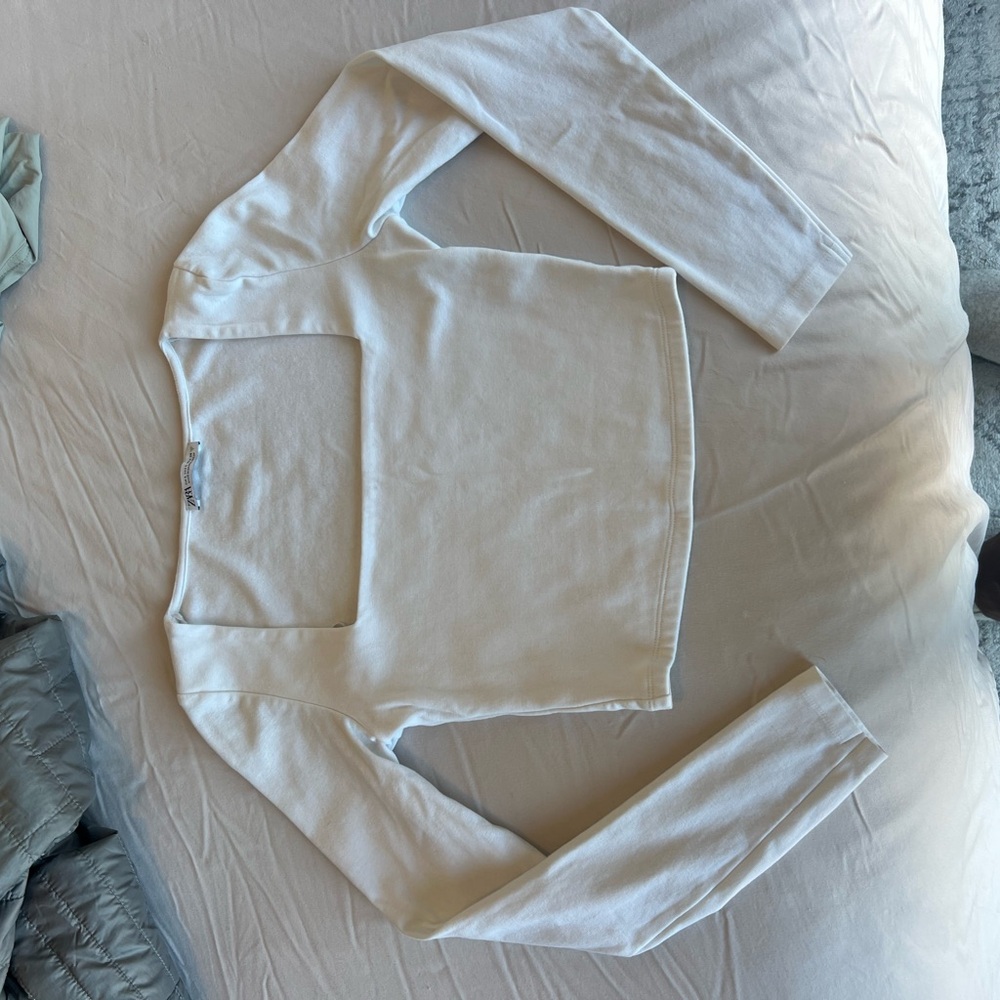 Zara Square-Neck Cream Crop Top
